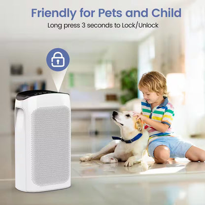 495 Sq. Ft. 3-Speed HEPA - True Portable Console Air Purifier in Whites,With Timer and Ultra-Quiet Sleep Mode