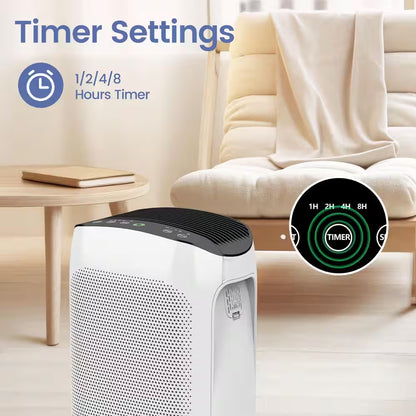 495 Sq. Ft. 3-Speed HEPA - True Portable Console Air Purifier in Whites,With Timer and Ultra-Quiet Sleep Mode