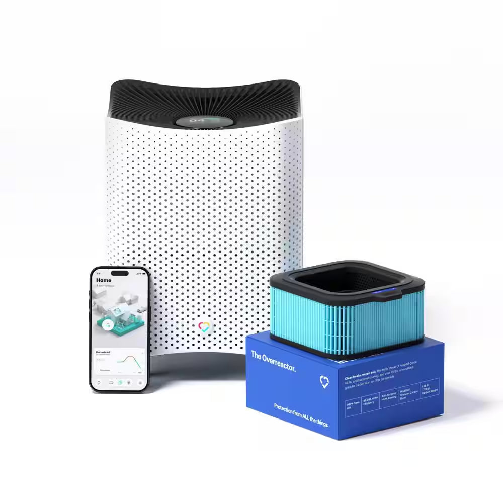 Air 3 Air Purifier with Overreactor Filter, 595 Ft2, True HEPA, Carbon, Smart Purifier in White, Odor, VOC, Smoke, Dust