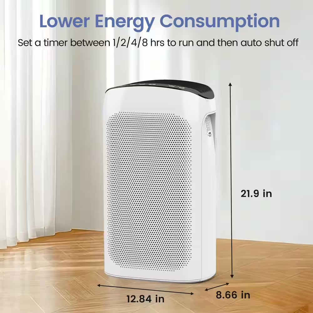 495 Sq. Ft. 3-Speed HEPA - True Portable Console Air Purifier in Whites,With Timer and Ultra-Quiet Sleep Mode