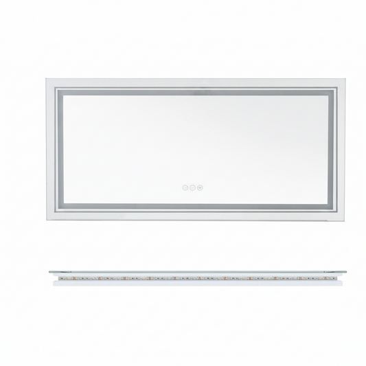 Large Dimmable Double LED Wall Bathroom Mirror Smart Touch Antifog Vanity Mirror